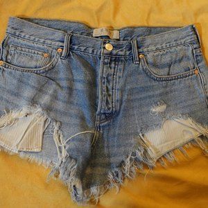 High waisted distressed shorts